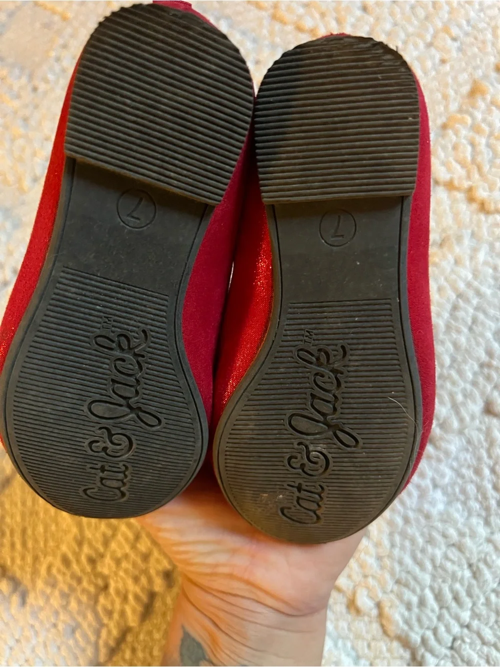 Cat & Jack Red Velvet Bow Mary Jane Flats for Kids